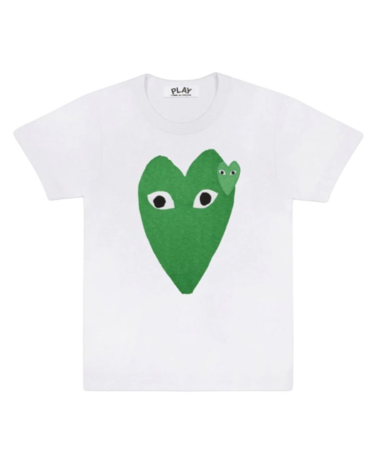 T060 tshirt White - green heart