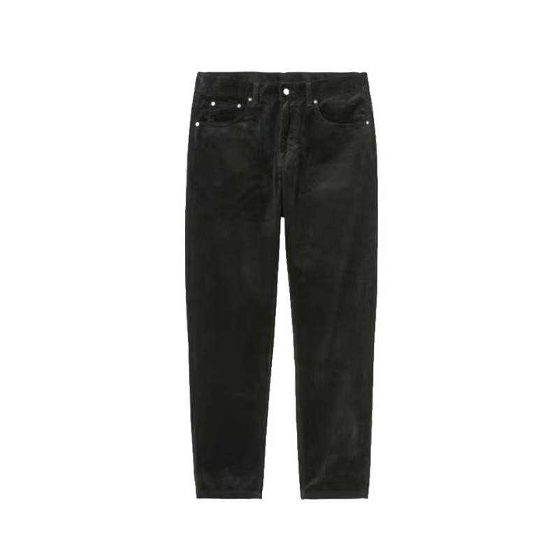 carhartt wip newel pant corduroy couleur raven vue de face