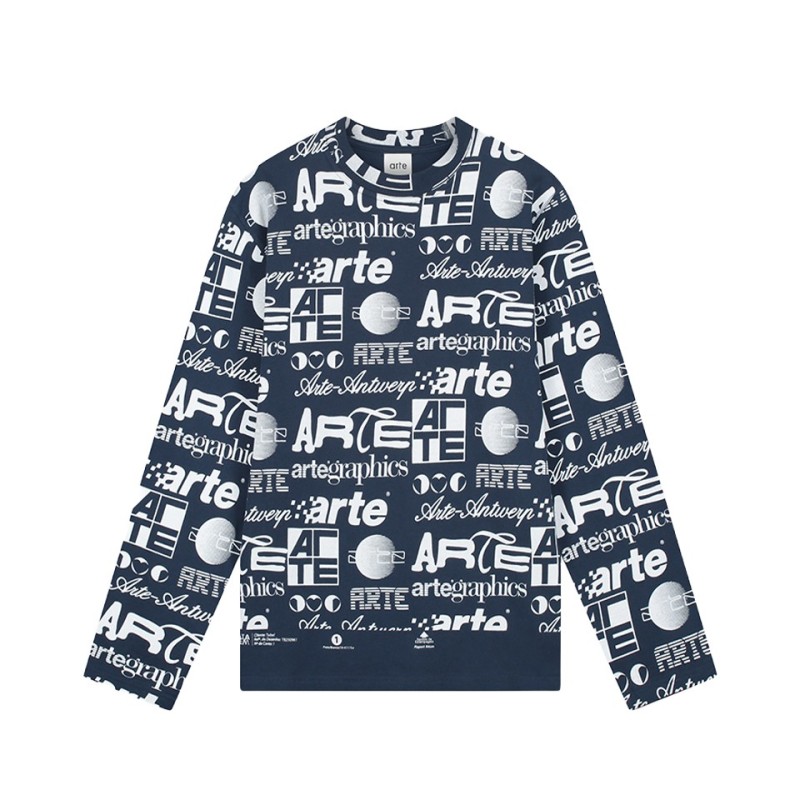 arte tshirt manches longues polygraphic couleur navy black vue de devant