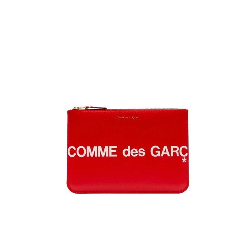 pochette zippée huge logo sa5100hl red comme des garçons wallet vue de face