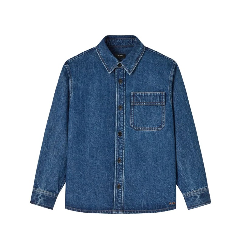 apc surchemise basile logo indigo vure de face