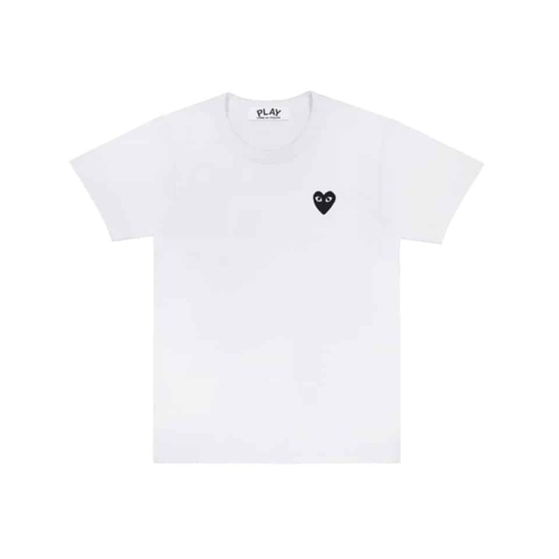 T064 t-shirt comme des garçons play white black heart