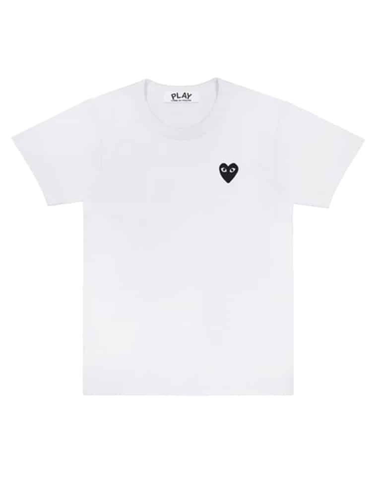 T064 tshirt white . black heart
