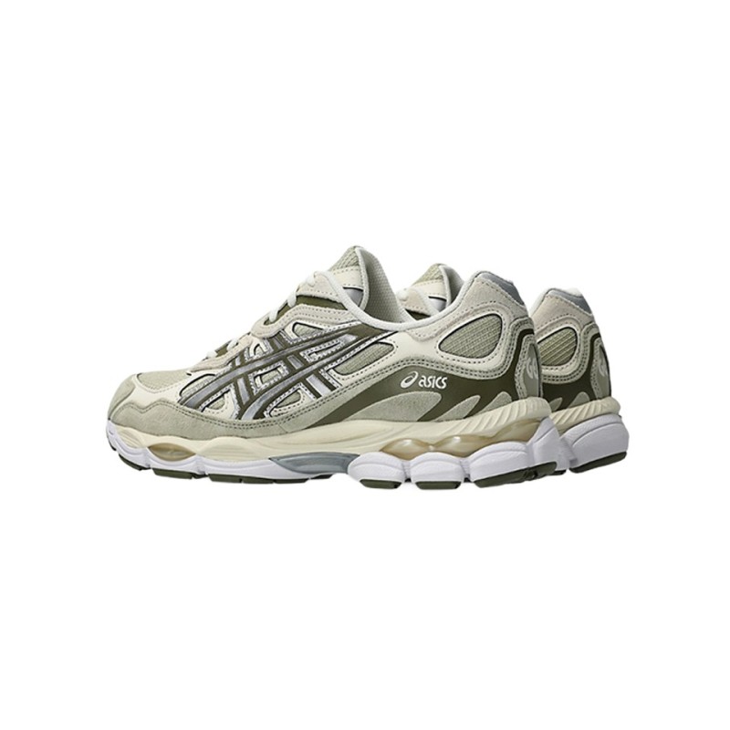 asics gel nyc khaki pure silver vue paire coté gauche