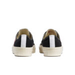 Paire de baskets noires et blanches vue de derrière