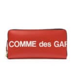 Portefeuille rouge avec inscription blanche vue face