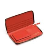Portefeuille rouge avec zip ouvert