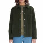 apc veste emile velours vert foret vue de face sur mannequin