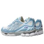 asics gel nyc couleur cream et artic sky vue de la paire coté gauche