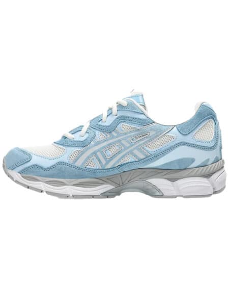 asics gel nyc couleur cream et artic sky vue de cote gauche