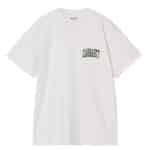 carhartt wip t-shirt logo manches courtes de couleur gris présenté avec une vue de face