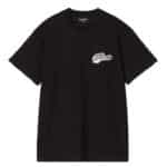 carhartt wip t-shirt logo manches courtes de couleur noir présenté avec une vue de face