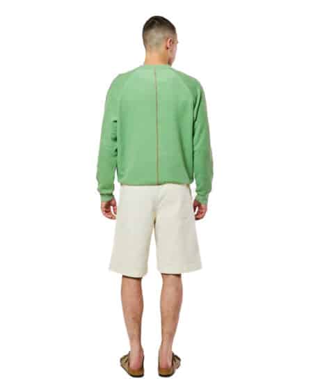 Le sweatshirt aquae couleur shamrock green de la marque homecore vue de dos porté par un mannequin