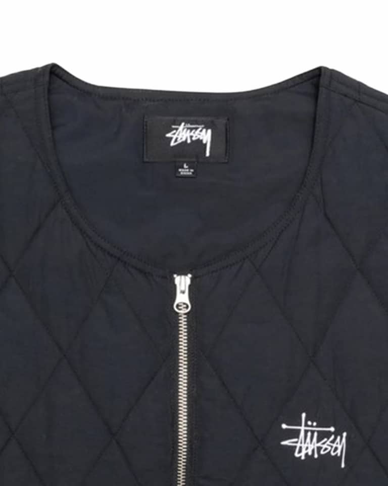 veste stussy diamond quilted couleur black vue de detail