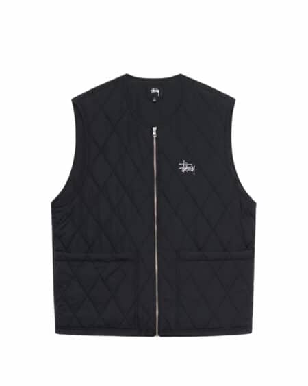 veste stussy diamond quilted couleur black vue de face