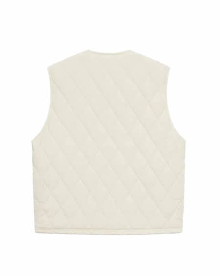 veste stussy diamond quilted de couleur creme vue de dos