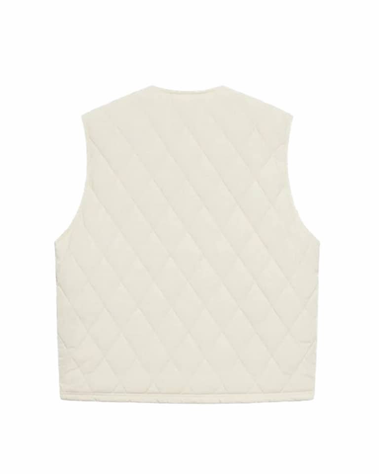 veste stussy diamond quilted de couleur creme vue de dos