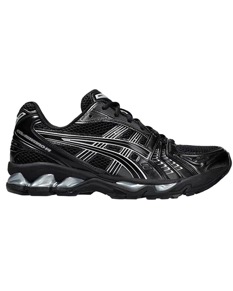 asics gel kayano 14 black pure silver vue du coté droit